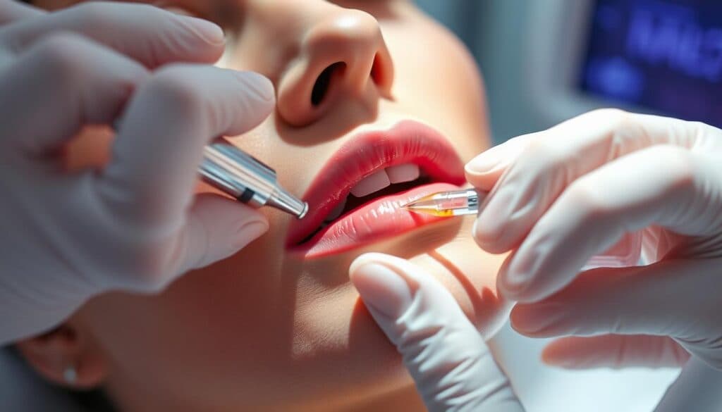 Injektionstechnik Lippenunterspritzung Injektionstechnik Lippenunterspritzung