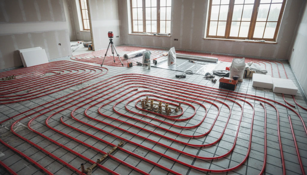 Installation Fußbodenheizung Details